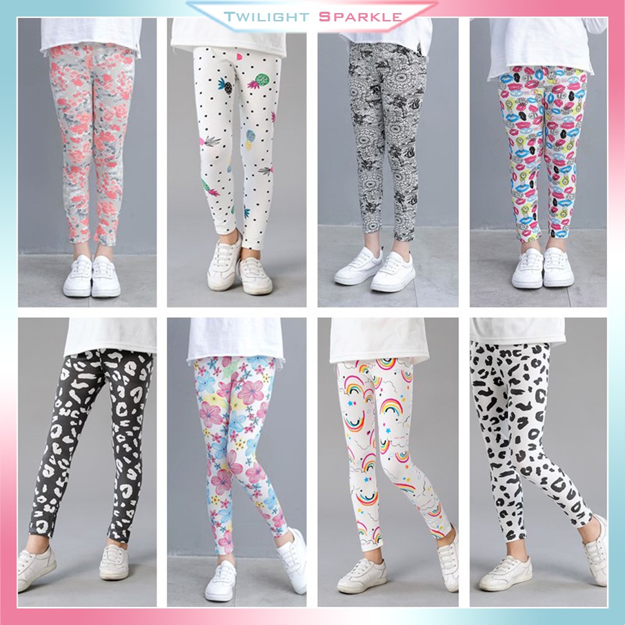 Kids Leggings For Girls Long Pants Flower Print Comfort Cotton Beauty Legging Girls Tights