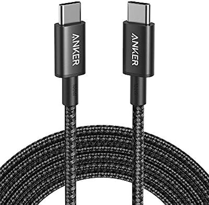 Anker New Nylon USB C to USB C Cable 100W 10ft, USB 2.0 Type C Charging Cable Fast Charge for MacBook Pro 2020, iPad Pro 2020, iPad Air 4, Galaxy S20, Google Pixel, Switch, and More(Black)